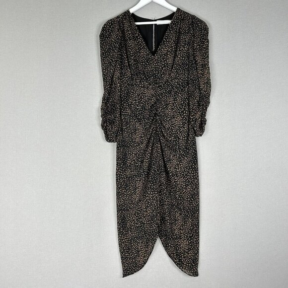 ASTR The Label Womens Dress Medium Black Toulouse Animal Midi Drape Cocktail - Picture 1 of 14